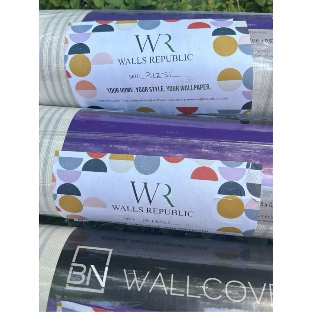 Walls Republic Path Ivory Nonvoven Striped Wallpaper # R1251 ~ 4 Rolls ~ New